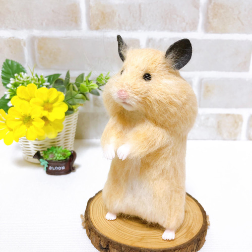 専用です ◇キンクマハムスター＆バナナ◇羊毛フェルト 大きなほっぺの *キンクマハムスター* <羊毛フェルト> 羊毛