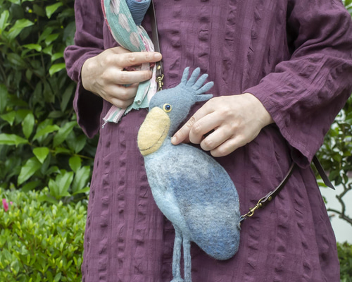 専用です(*^^*)ハシビロコウ　マチありポーチ　ハンドメイド ハシビロコウのポーチ マチあり 化粧ポーチ サニタリーポーチ 動物 鳥