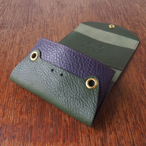 イレかえる』モスグリーン× ネイビー かえるの名刺入れ カードケース