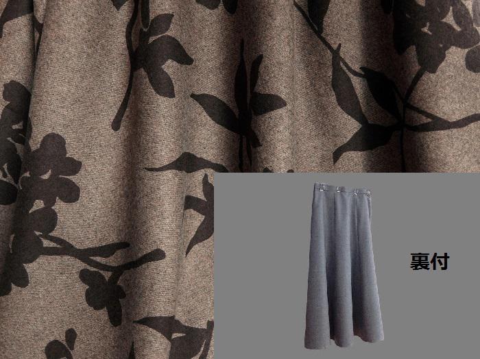 ～Series冬生地スカート(裏付仕様)…花柄の綿ウール混紡ツイード～