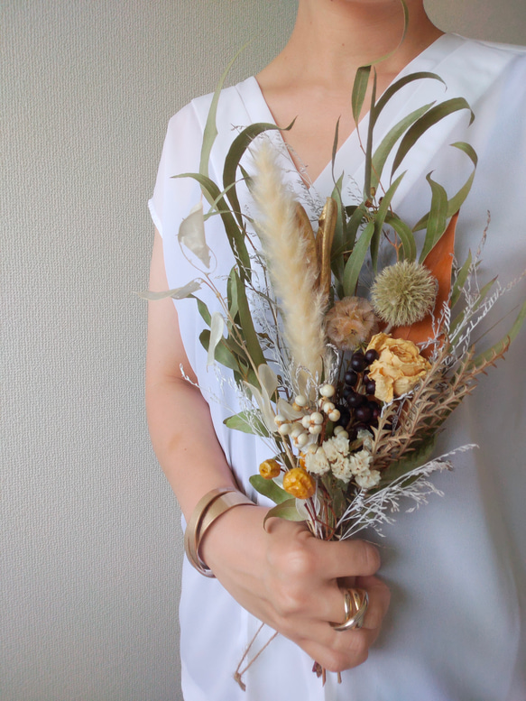 アースカラーナチュラルスワッグ ドライフラワー プリザーブドフラワー  