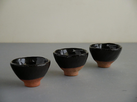 黒釉お猪口 1483BS おちょこ・ぐい呑み・徳利 陶芸作家 悦 -etsu