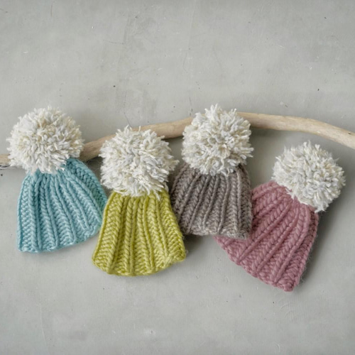Plump Pompom 大きなポンポンのニット帽 毛糸色見本帖 帽子(ベビー 