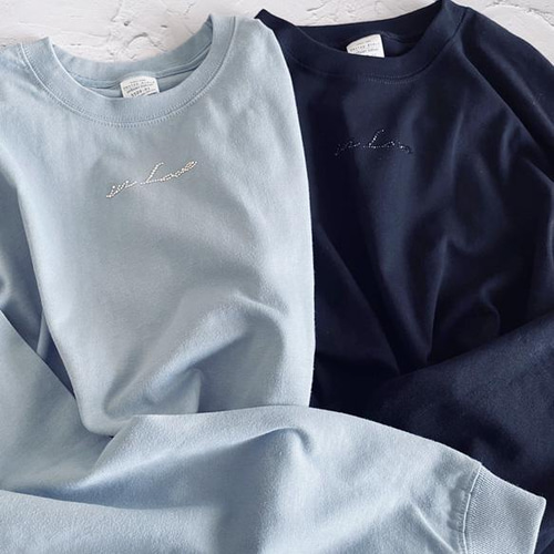 ラインストーン付きビッグシルエットロングスリーブTシャツ