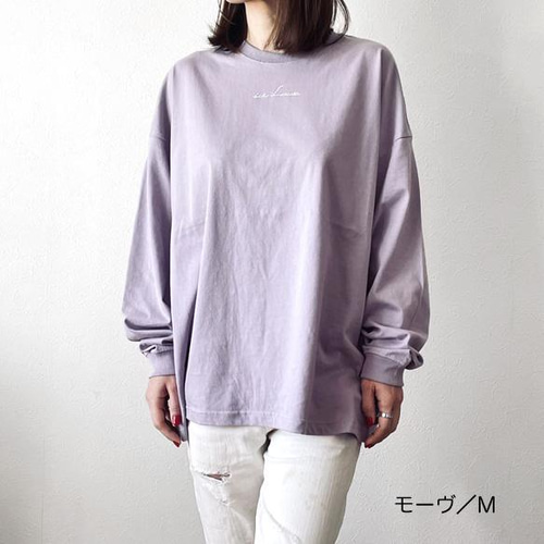 ラインストーン付きビッグシルエットロングスリーブTシャツ