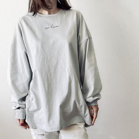 ラインストーン付きビッグシルエットロングスリーブTシャツ