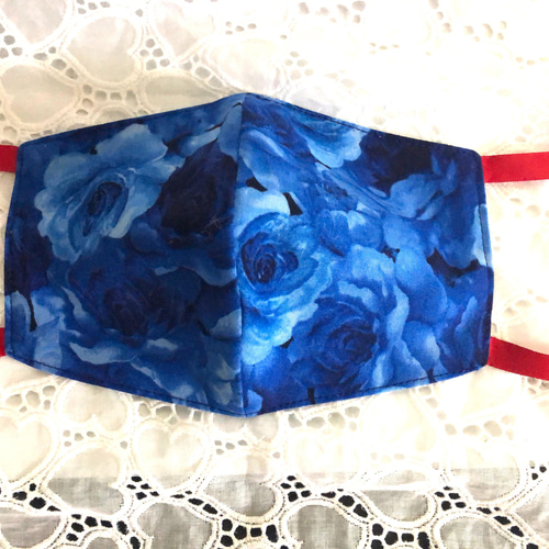 YOSHIKIマスク（blue） 青薔薇 マスク YOSHIKI 紗栄子 りぼんマスク ブルーローズ 赤 黒