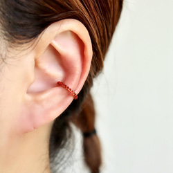 【k14gf・Silver】ラインストーンEarCuff  *RED−赤−* -Size S- 3枚目の画像