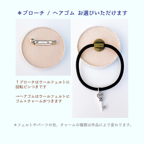 王者トラとボタン 刺繍くるみボタンイヤリング/ピアス＋ブローチ 
