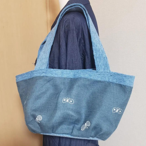 choucho 】 ミナペルホネン トートバッグ ブルー ちょうちょ ランチ お