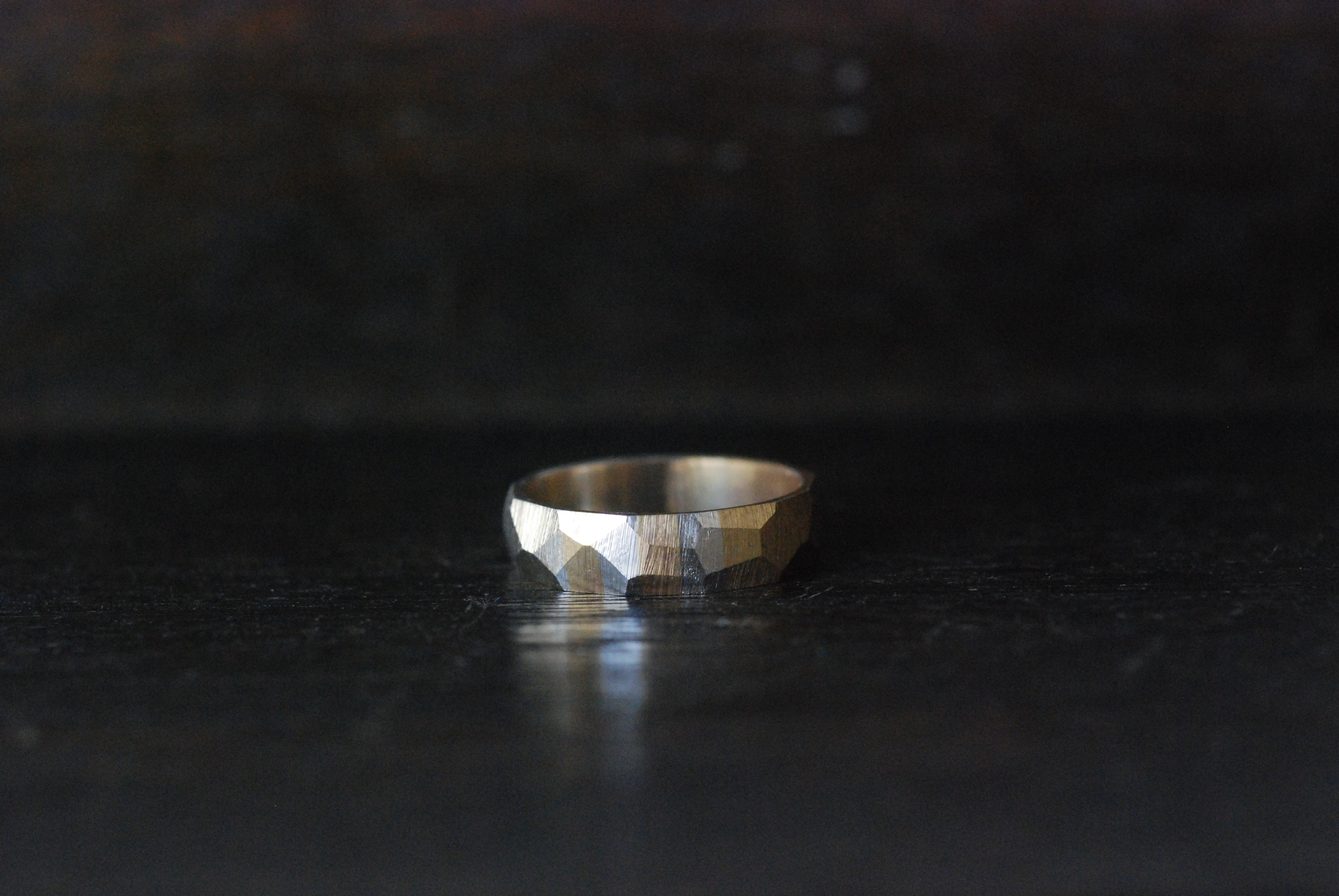 SV925/真鍮「擦り出しのバイカラーリング 縞」5mm幅