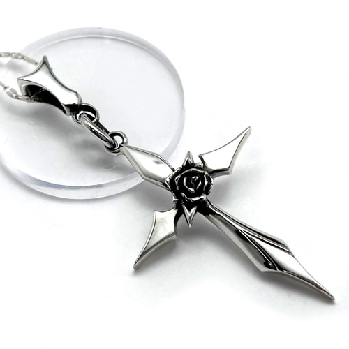 十字架ネックレス 薔薇 シルバー925 ゴシック つけっぱなし ネックレス