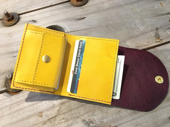 ミニマルウォレット(レッド) コンパクト財布 小さい手のひらサイズ 2枚目の画像