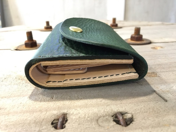 ミニマルウォレット(グリーン) コンパクト財布 小さい手のひらサイズ 3枚目の画像