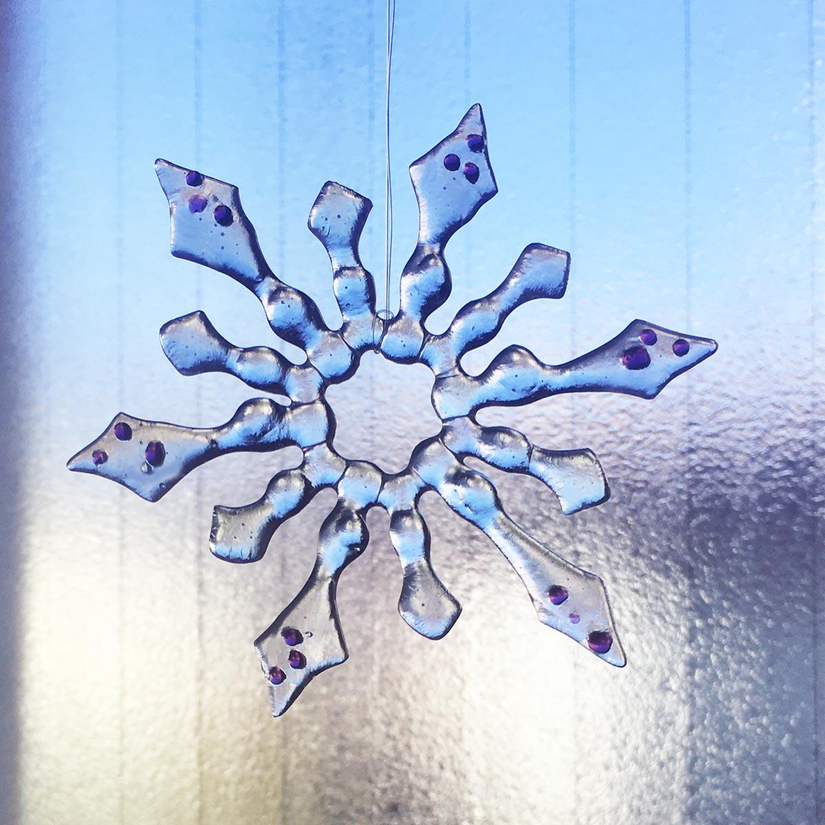 雪の結晶 オーナメント ガラスの雪 Snowflake 紫 その他