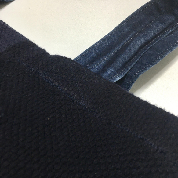 [A4 兼容] Indigo sashiko kendo wear remake 手提包 M 尺寸 2 第3張的照片