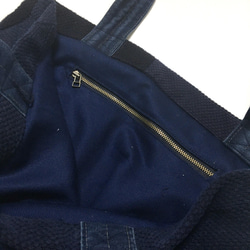 【A4対応】藍染刺し子剣道着リメイク トートバッグ Mサイズ 2 8枚目の画像