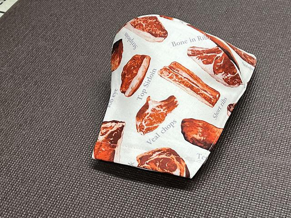 お肉柄　ステーキ　ベーコン　吸汗速乾　蒸れない　Ｌサイズ　２層構造　ポケット　サイドガイド　リフォーム繕　オリジナル 2枚目の画像