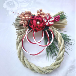 しめ縄リース　お正月飾り　2セット　つまみ細工　水引松　和風しめ飾り 注文29日午前中まで!】つまみ細工 しめ縄飾り 正月用 つまみ細工 水引3