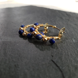 【送料無料】極小　lapis　lazuli【ラピスラズリのフープピアス】 9枚目の画像