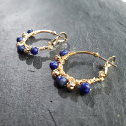【送料無料】極小　lapis　lazuli【ラピスラズリのフープピアス】 10枚目の画像