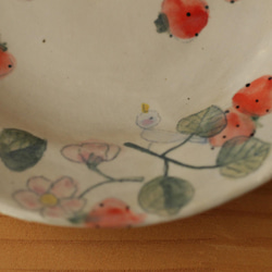 草莓粉和草莓花和快樂藍鳥邊湯盤。 第6張的照片