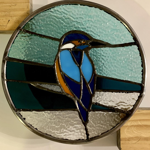 カワセミ ステンドグラス 円形パネル20cm creema限定販売 その他