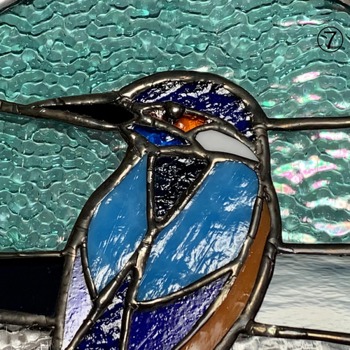 カワセミ ステンドグラス 円形パネル20cm creema限定販売 その他