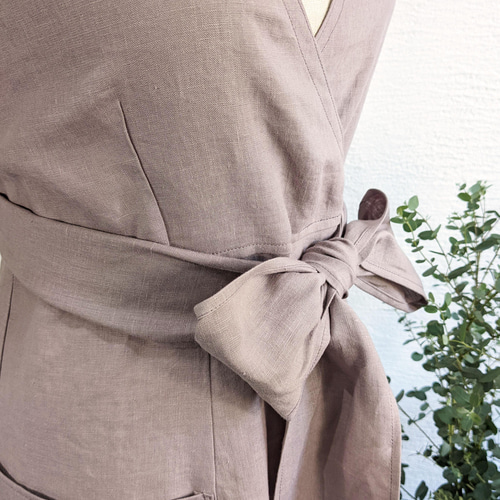 A.Nene アトリエ ネネ エプロンドレス 国産リネン ブラウン×朱 A.Nene アトリエ ネネ エプロンドレス 国産リネン ブラウン×朱 リネン