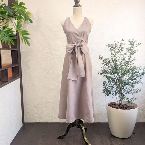 A.Nene✿ ラップ・カシュクールドレスエプロン 国産リネン 受注 A.Nene✿ ラップ・カシュクールドレスエプロン 国産リネン 受注
