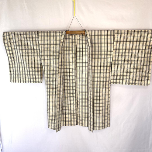 新品 正絹 単衣 女物 長羽織 チェック柄 着物 haori しば田（お休み