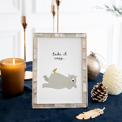 《超早割2022》クリスマス北欧ポスター　寝転ぶシロクマ　/ i0433 / キツネや小鳥と一緒にリラックス　子供部屋 7枚目の画像
