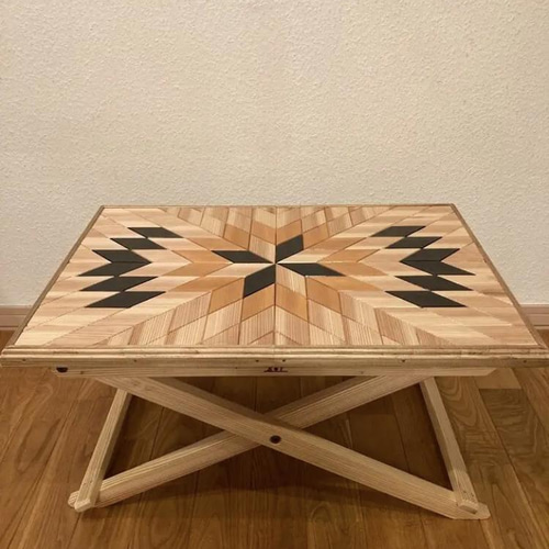 オルテガ柄 折り畳みテーブル サイドテーブル アウトドアテーブル