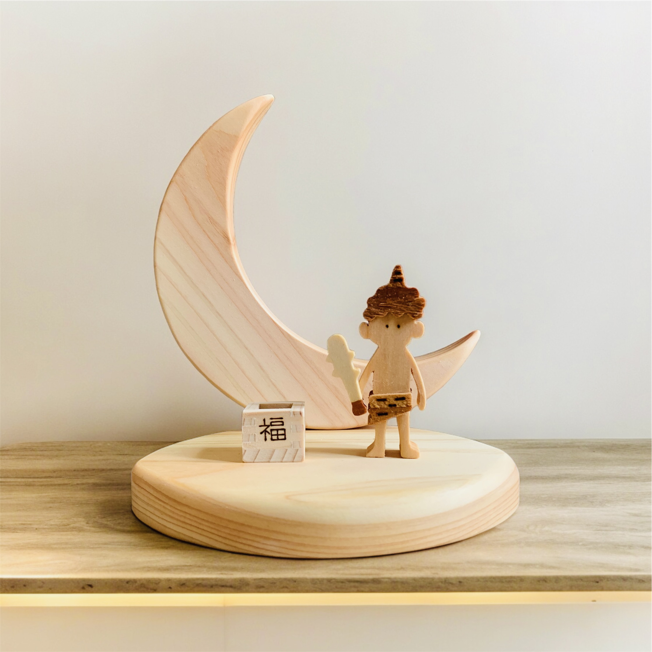 木製 月飾りオブジェ 2月 節分 鬼の気持ち～鬼と枡 季節行事 豆まき