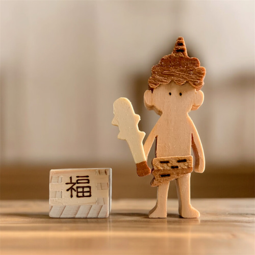 木製 月飾りオブジェ 2月 節分 鬼の気持ち～鬼と枡 季節行事 豆まき