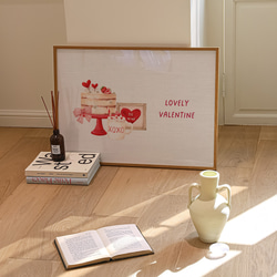 バレンタインのポスター　/ i1151 / 可愛いハートの家やスイーツ、飲み物　インテリアポスター 2枚目の画像
