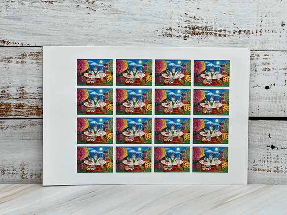 うさぎのレターセット　デザートパーティー　封筒3枚　便箋6枚　シール1枚　ポストカード1枚付き 5枚目の画像