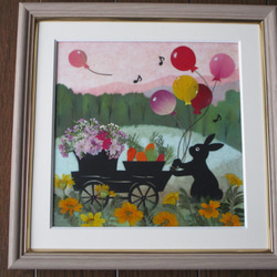 ♡桜より高く飛べた日♡桜風船 お花見うさぎ シーグラスアート 105e92f1b278eb6c0feabe800a1486