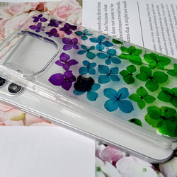 手作押花手機保護殼 | iPhone 13 Pro | 三色繡球花 第2張的照片