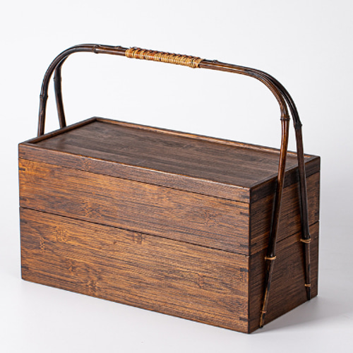 竹編籠 提籃籠 茶器収納ケース 茶道整理箱 かごバッグ 杏子の手作り 