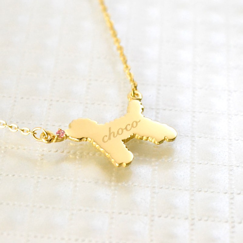 トイプードル シルエットペンダントネックレス シルバー素材(ゴールド