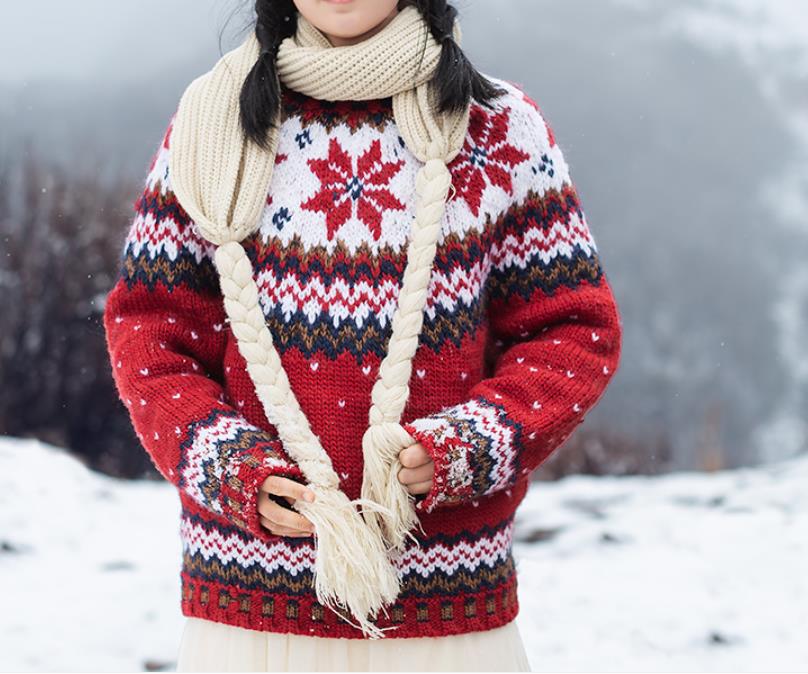 【5着限定】クリスマスRed　ウール・ セーター ニットBN03