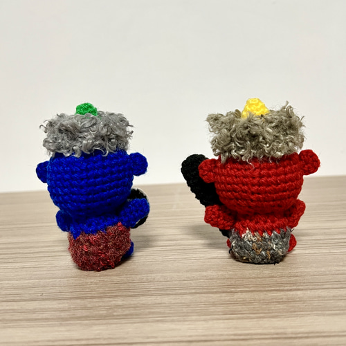 セット販売】節分の赤鬼＆青鬼 編みぐるみ（2体セット／手編み