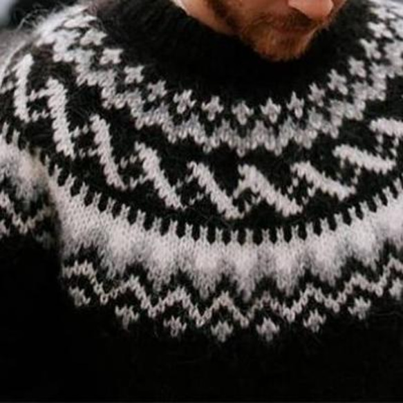手編み  セーター  creema限定  贈り 冬の保温  黒 受注生産  原著の独占販売 3枚目の画像