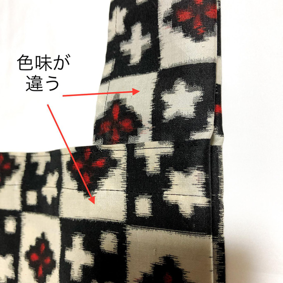 【訳あり】レトロな帯枕・帯板・仮紐・収納袋セット　銘仙　市松に星十字花 9枚目の画像