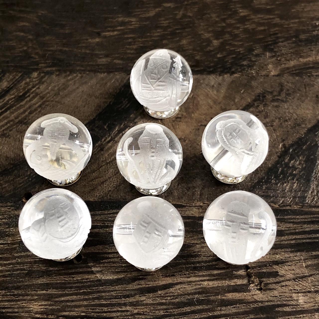 天然水晶彫刻 七福神 彫刻 12mm玉 7個セット 天然石 パーツ屋