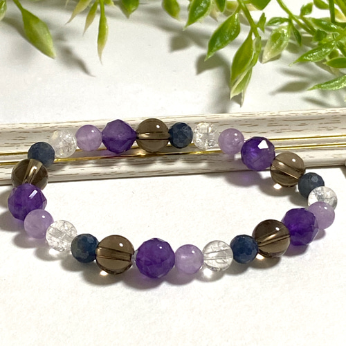 2月誕生石 水瓶座 星座石 天然石 五芒星 ブレスレット アメジスト