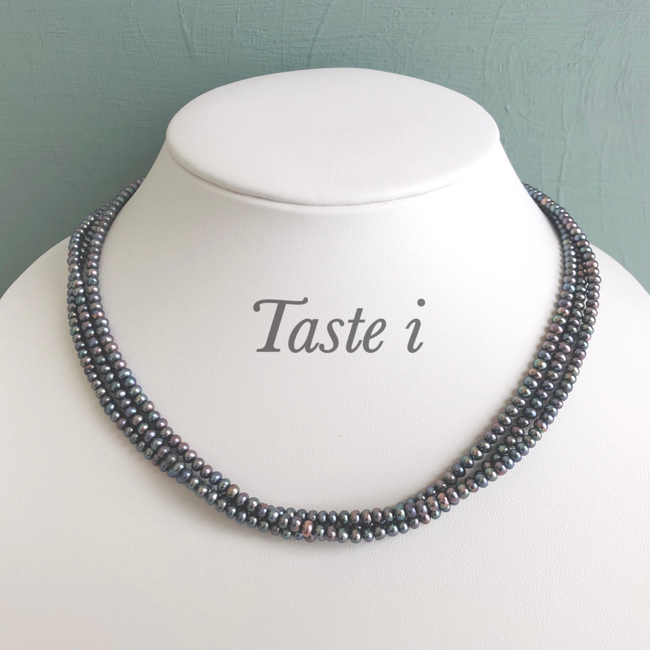 【大人テイスト】淡水パール3.5ミリの3連ネックレス　シルバー925 〔20063〕