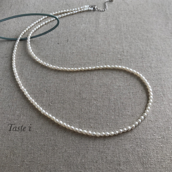 ♦︎再販30点以上！【大人テイスト】淡水ライスパールの60センチネックレス　シルバー925〔20066〕 4枚目の画像