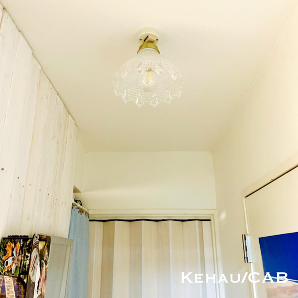 天井照明 Kehau/CAB シーリングライト ガラス ランプシェード E26ソケット 真鋳古色 LED照明 間接照明 6枚目の画像
